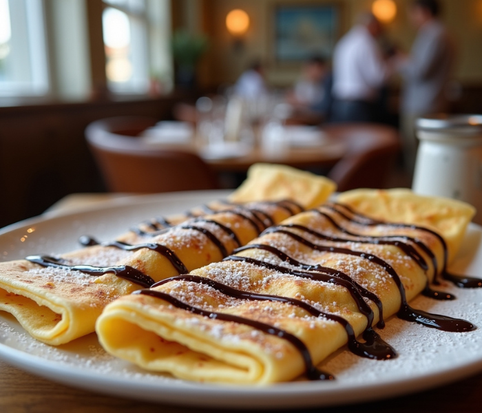 crepes with chocolate sauce